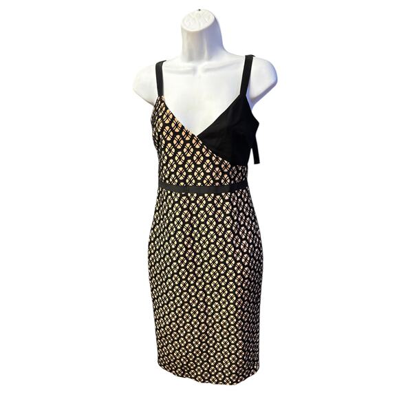 Cinq A Sept NWT Sera Sheath Dress Size 0 Black Camel Printed Sleeveless Evening - Picture 4 of 10